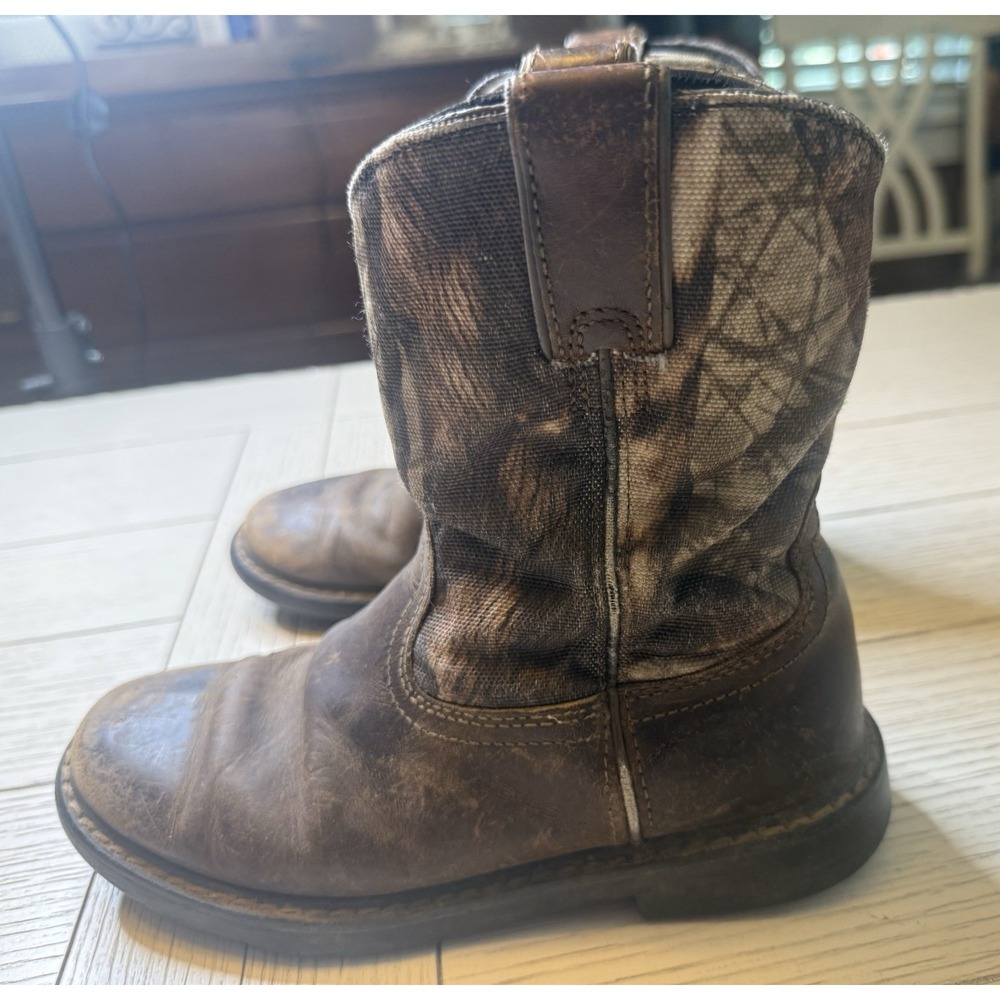 Ariat Camo Leather Cowboy Boots 10006747 Block Heel Kids Unisex Sz US 3.